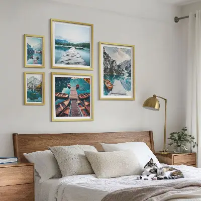 Galeria de parede paisagens de montanhas e caminhos aquáticos