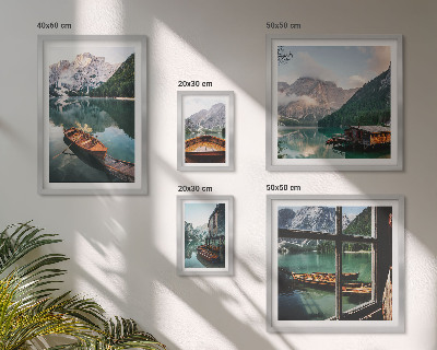 Conjunto de 5 quadros com moldura Lagos, montanhas, barcos, paisagens