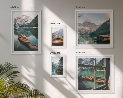 Conjunto de 5 quadros com moldura Lagos, montanhas, barcos, paisagens