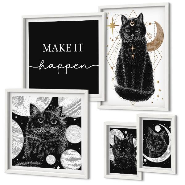Galeria de parede Gatos pretos boho espaço