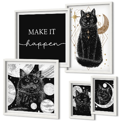 Galeria de parede Gatos pretos boho espaço