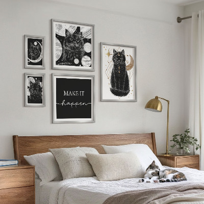 Galeria de parede Gatos pretos boho espaço