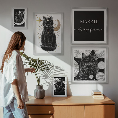 Galeria de parede Gatos pretos boho espaço