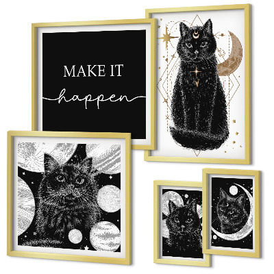 Galeria de parede Gatos pretos boho espaço