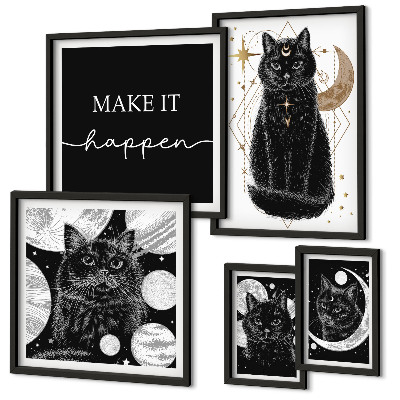 Galeria de parede Gatos pretos boho espaço