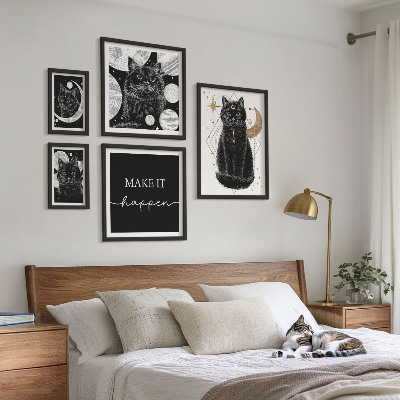 Galeria de parede Gatos pretos boho espaço
