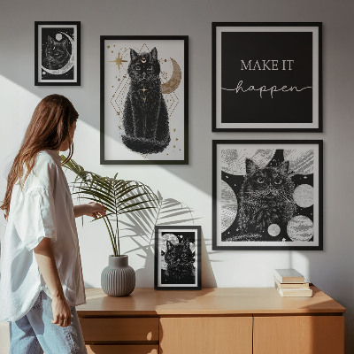 Galeria de parede Gatos pretos boho espaço