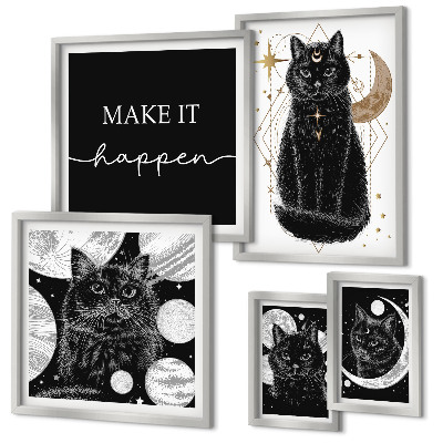 Galeria de parede Gatos pretos boho espaço