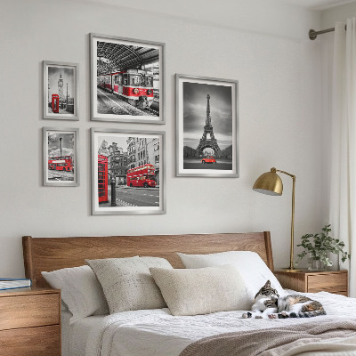 Parede galeria de quadros Vistas elegantes de Londres e Paris