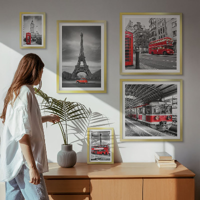 Parede galeria de quadros Vistas elegantes de Londres e Paris