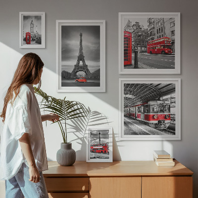 Parede galeria de quadros Vistas elegantes de Londres e Paris