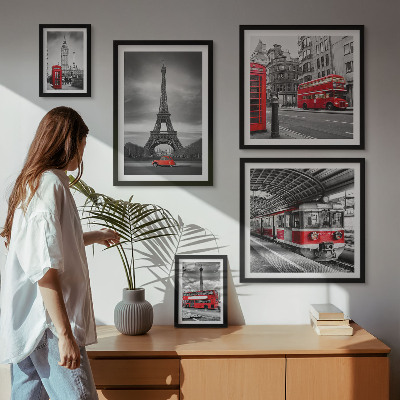 Parede galeria de quadros Vistas elegantes de Londres e Paris