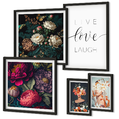 Galeria de parede slogans motivacionais florais