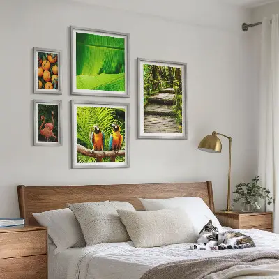 Parede galeria de quadros motivos de frutas tropicais da natureza