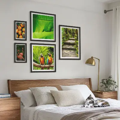 Parede galeria de quadros motivos de frutas tropicais da natureza
