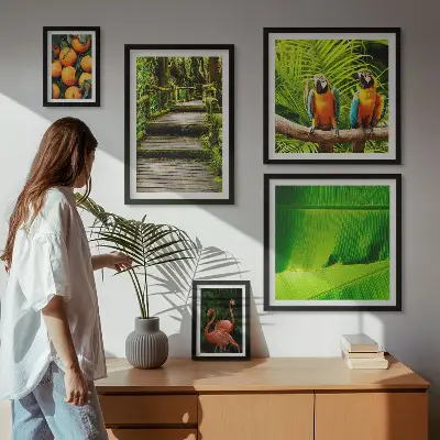 Parede galeria de quadros motivos de frutas tropicais da natureza