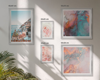 Conjunto de 5 quadros decorativos Paisagens românticas em tons de rosa