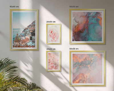 Conjunto de 5 quadros decorativos Paisagens românticas em tons de rosa