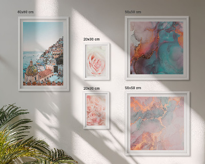 Conjunto de 5 quadros decorativos Paisagens românticas em tons de rosa