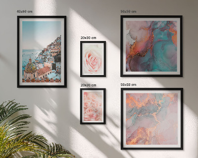 Conjunto de 5 quadros decorativos Paisagens românticas em tons de rosa