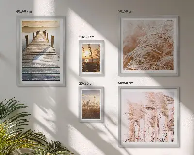 Parede galeria de quadros com vistas tranquilas da natureza
