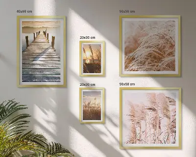 Parede galeria de quadros com vistas tranquilas da natureza