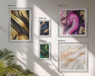 Conjunto de 5 quadros com moldura com estampas de padrões modernos abstratos