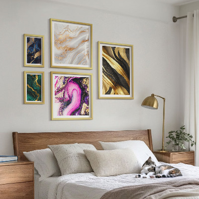 Conjunto de 5 quadros com moldura Padrões modernos abstratos