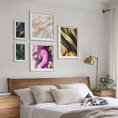 Conjunto de 5 quadros com moldura Padrões modernos abstratos