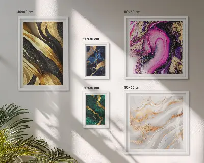 Conjunto de 5 quadros com moldura com estampas de padrões modernos abstratos