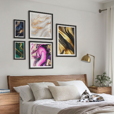 Conjunto de 5 quadros com moldura Padrões modernos abstratos
