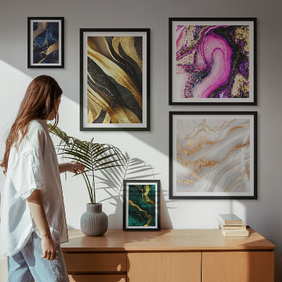 Conjunto de 5 quadros com moldura Padrões modernos abstratos