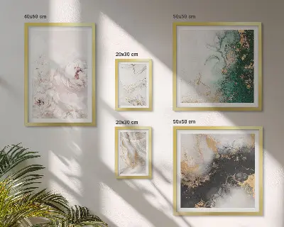 Conjunto de 5 quadros decorativos com detalhes florais e elegância abstrata