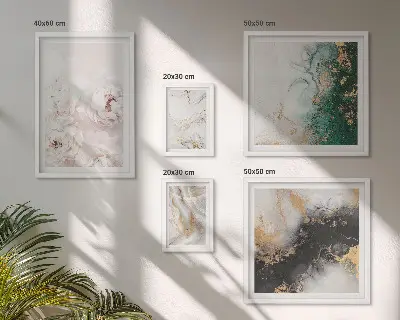 Conjunto de 5 quadros decorativos com detalhes florais e elegância abstrata