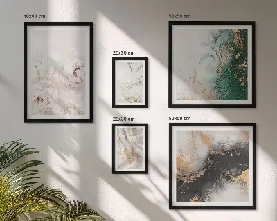 Conjunto de 5 quadros decorativos com detalhes florais e elegância abstrata