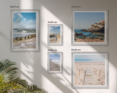 Conjunto de 5 quadros com moldura Paisagens de praia à beira-mar
