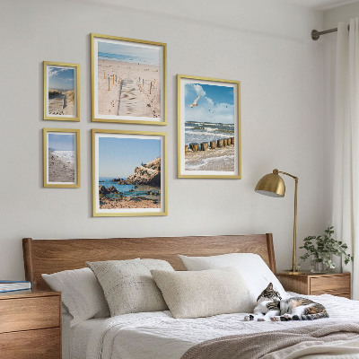 Conjunto de 5 quadros com moldura Paisagens de praia à beira-mar