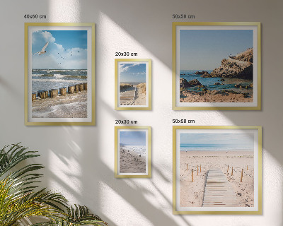 Conjunto de 5 quadros com moldura Paisagens de praia à beira-mar