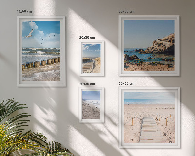 Conjunto de 5 quadros com moldura Paisagens de praia à beira-mar
