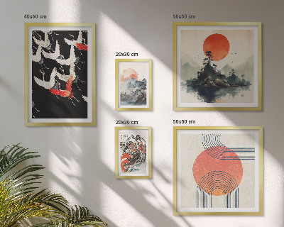 Conjunto de 5 quadros decorativos arte japonesa tradição da natureza