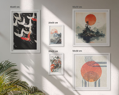 Conjunto de 5 quadros decorativos arte japonesa tradição da natureza