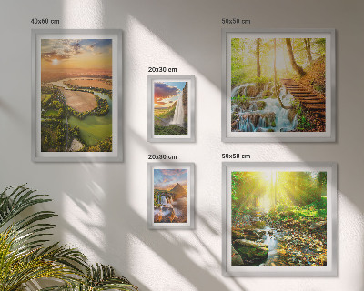 Conjunto de 5 quadros com moldura Paisagens, cachoeiras, vales