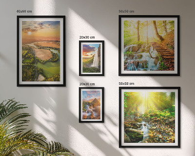 Conjunto de 5 quadros com moldura Paisagens, cachoeiras, vales