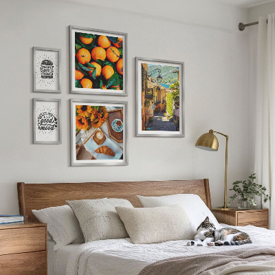 Conjunto de 5 quadros decorativos Vista do café para as ruas
