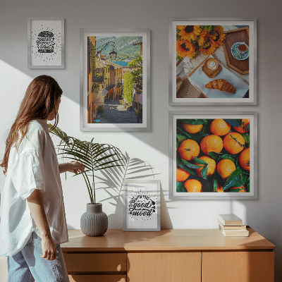 Conjunto de 5 quadros decorativos Vista do café para as ruas
