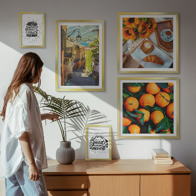 Conjunto de 5 quadros decorativos Vista do café para as ruas