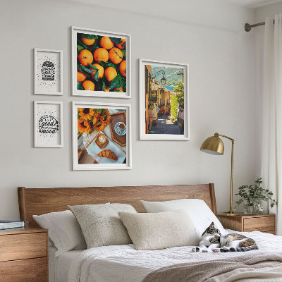 Conjunto de 5 quadros decorativos Vista do café para as ruas