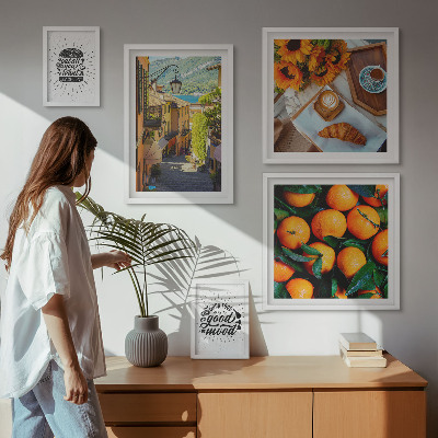 Conjunto de 5 quadros decorativos Vista do café para as ruas