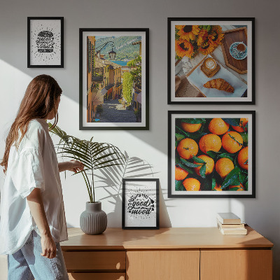 Conjunto de 5 quadros decorativos Vista do café para as ruas