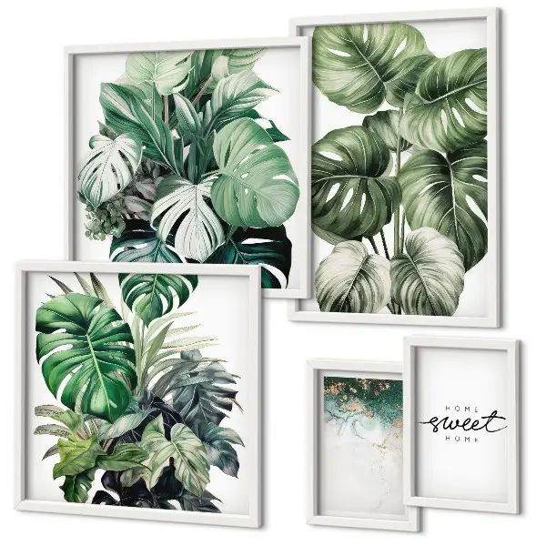 Galeria de parede com motivos vegetais modernos